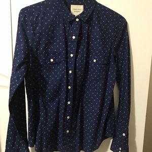 Royal blue and white Patterned Blouse